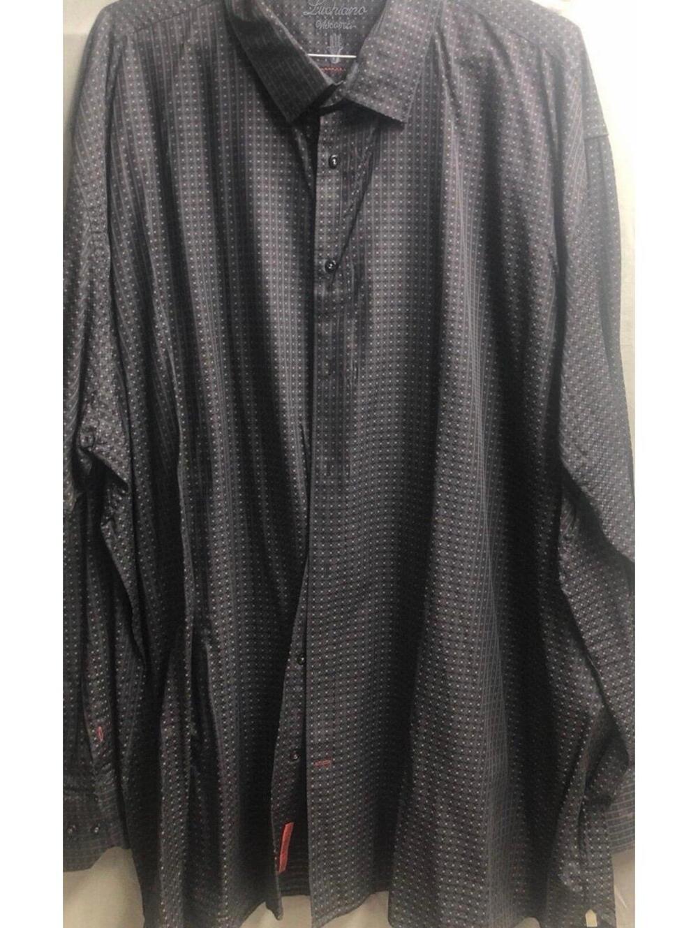 Men's Luchiano Visconti Black Pattern Dress Shirt Size 3XL